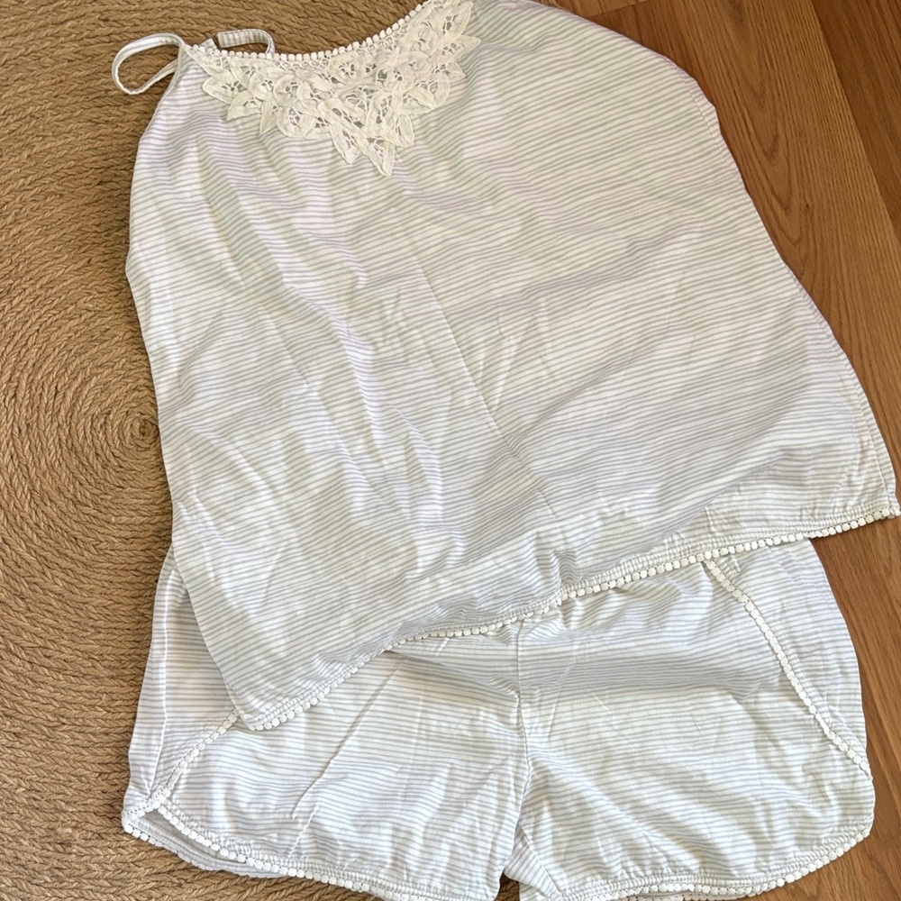 Garnet hill green cotton shortie pajamas